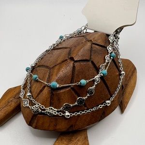 Set of 3 Silver Tone Ankle Bracelets‎ NEW